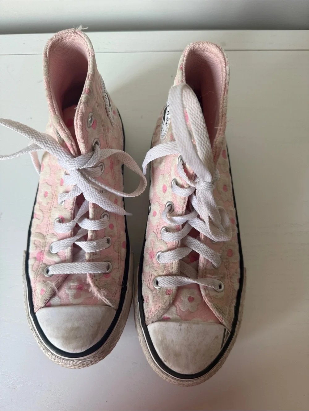 Converse Pink Floral High Top Sneakers